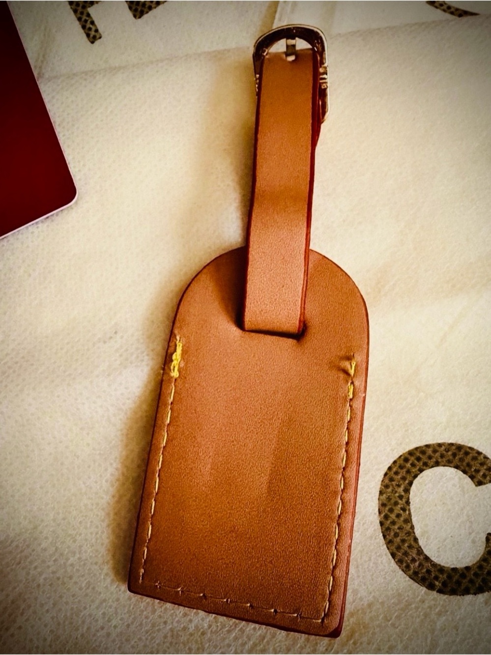 Designer fashioned Tan -Style Leather Pruse/Luggage Tag